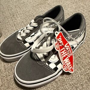 Vans Kids Black and Gray Checkered Sneakers